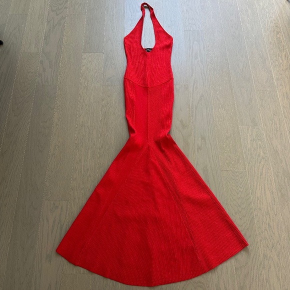 Retrofete Verona Bandage Knit Maxi Dress Red Halter Bodycon - Small - with tags - Picture 2 of 9